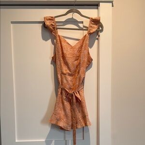 Orange Floral Ruffle Romper
